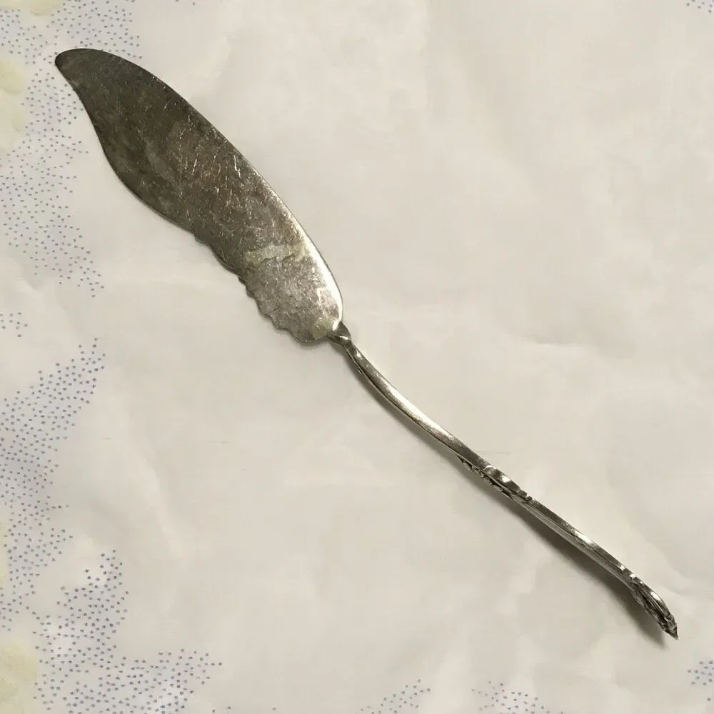 Vintage Silver Plate Master Butter Knife Rogers & Son Ornate Floral Shell 7.5